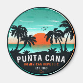 Aimant Punta Cana Dominicaine Palm Tree Retro Sunset 60s (Devant)