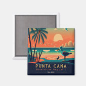Aimant Punta Cana DR Retro Sunset Souvenirs 1960 (Recto/Verso)