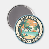 Aimant Punta Cana République Dominicaine Badge de case (Recto/Verso)