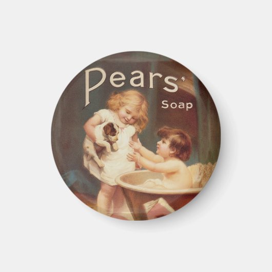 Aimant Puppy Taking A Bath Vintage Antique (Devant)