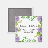 Aimant Purple aquarelle floral enregistrer la date (Recto/Verso)