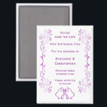 Aimant Purple Bells Scroll Design Wedding Enregistrer La<br><div class="desc">Mariage enregistrer la conception des cloches magnétiques de date. Customisez ce mariage de couleur violette enregistrez l'aimant de date avec vos détails mariages. Si vous avez besoin d'aide pour vous customiser,  contactez-nous via le lien de cette page. Cloches violettes design mariage personnalisé enregistrer la date aimant</div>