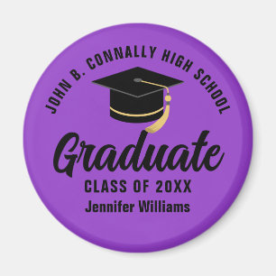 Aimant Purple Black Graduate Custom Graduate Party