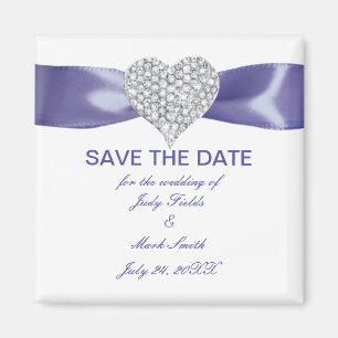 Aimant Purple Blue Diamond Heart Enregistrer La Date Magn