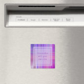 Aimant Purple Bokeh Plaid Texte personnalisé (In Situ (Lave-vaisselle))