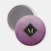 Aimant Purple Brossé Élégant Avec Monogramme Or Simple (Recto/Verso)