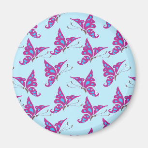 Aimant Purple Butterflies on Light Blue, Butterfly Print