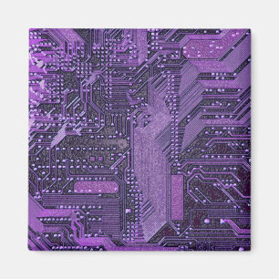 Aimant Purple Cyber Circuit Board Tech Electronique