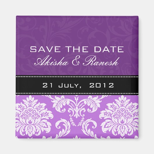 Aimant Purple Damask Enregistrer l'aimant Date (Devant)