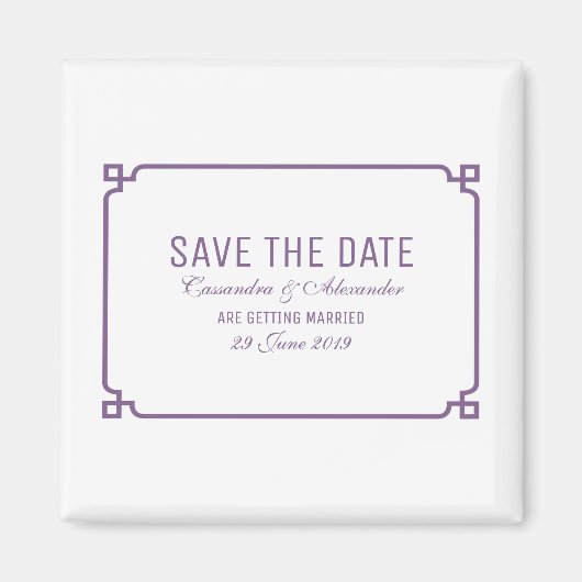 Aimant Purple Deco Chic Enregistrer la date (Devant)