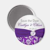 Aimant Purple et Argent Damask Enregistrer l'aimant de da (Recto/Verso)