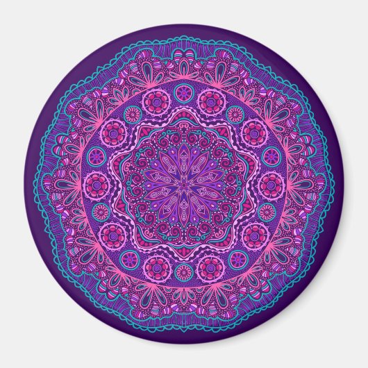 Aimant Purple et bleu Paisley Mandala (Devant)