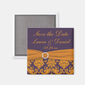 Aimant Purple et Orange Damask Enregistrer l'aimant Date (Recto/Verso)