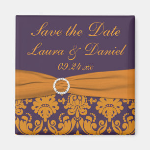 Aimant Purple et Orange Damask Enregistrer l'aimant Date