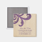 Aimant Purple Étoiles Stylish Enregistrer l'aimant Date (Recto/Verso)