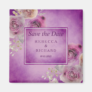Aimant Purple Floral Enregistrer la date