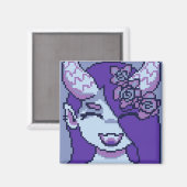 Aimant Purple girl smile pixelart, Pixel Art (Recto/Verso)