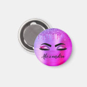 Aimant Purple Glitter Sparkle Eyelashes Monogram (Recto/Verso)