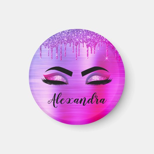 Aimant Purple Glitter Sparkle Eyelashes Monogram (Devant)