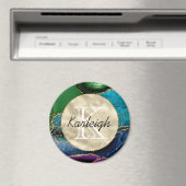 Aimant Purple Gold Aqua Green Monogramme (In Situ (Lave-vaisselle))