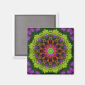 Aimant Purple Green : Art Mandala géométrique (Recto/Verso)