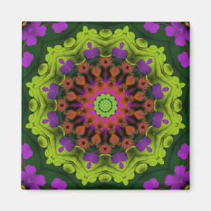 Aimant Purple Green : Art Mandala géométrique