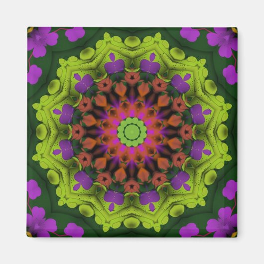 Aimant Purple Green : Art Mandala géométrique (Devant)