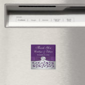 Aimant Purple, Gris Argent Floral Mariage Favoriser l'aim (In Situ (Lave-vaisselle))