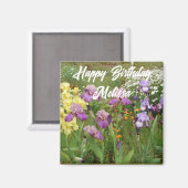 Aimant Purple Iris Irises Jardin fleurs fleurie Anniversa (Recto/Verso)