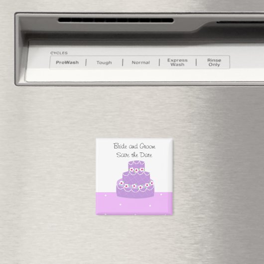 Aimant Purple Mariage gâteau Enregistrer la date (In Situ (Lave-vaisselle))