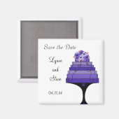Aimant Purple Mariage gâteau Enregistrer la date (Recto/Verso)