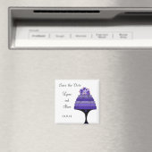 Aimant Purple Mariage gâteau Enregistrer la date (In Situ (Lave-vaisselle))