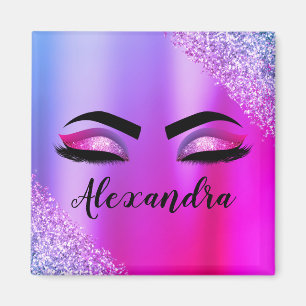 Aimant Purple Pink Monogram Glitter Eyelashes
