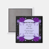 Aimant Purple Rose Floral Spiderweb Wedding Save The Date (Recto/Verso)