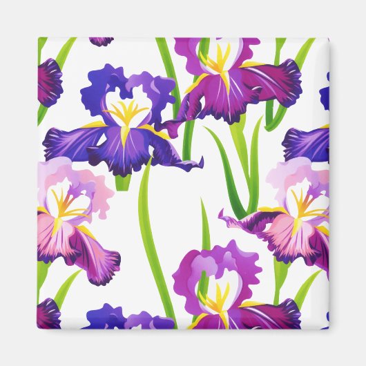 Aimant Purple Rustique Pré Iris Fleurs Aquarelle (Devant)