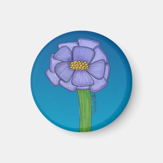 Aimant Purple Square Flower with Blue background (Devant)