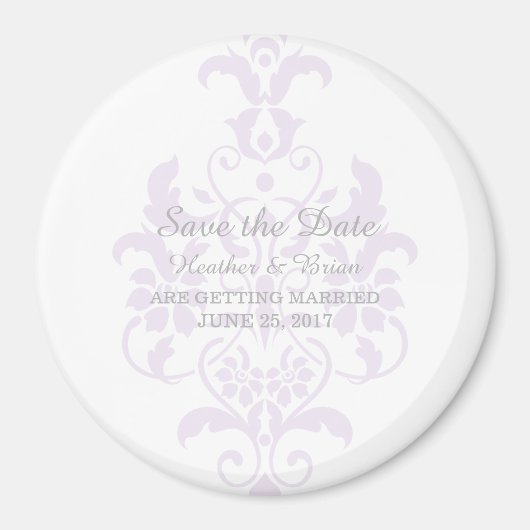 Aimant Purple Subtle Damask Enregistrer l'aimant de date (Devant)