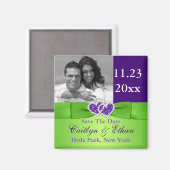 Aimant Purple, Vert Coeurs jointes Enregistrer l'aimant d (Recto/Verso)