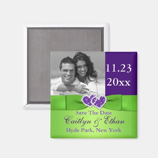 Aimant Purple, Vert Coeurs jointes Enregistrer l'aimant d (Recto/Verso)