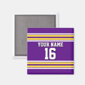 Aimant Purple with Yellow White Stripes Team (Recto/Verso)