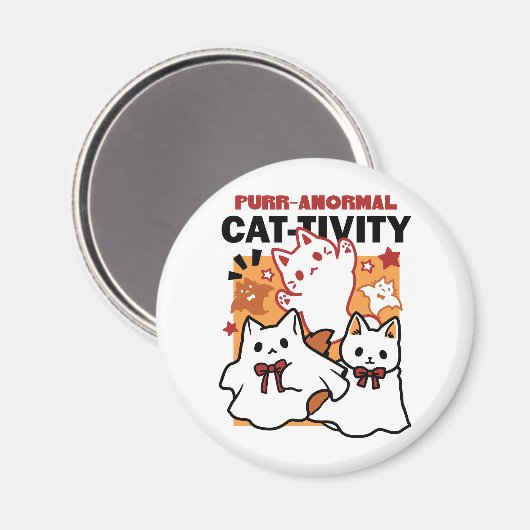 Aimant Purr-anormal Cat Cat mignonne Halloween Conception (Recto/Verso)