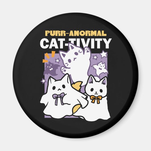 Aimant Purr-anormal Cat-tivity - Halloween Cat Design (Devant)