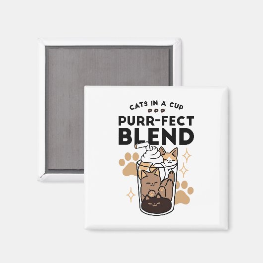 Aimant Purr-fect Blend : Cat and Coffee Art for Pet Lover (Recto/Verso)