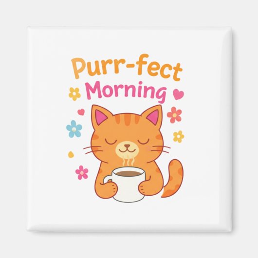 Aimant Purr-fect Morning Cat Coffee Mug – Cute Cat Lover (Devant)
