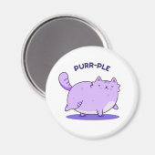 Aimant Purr-ple Funny Fat Kitty Chat Pun (Recto/Verso)