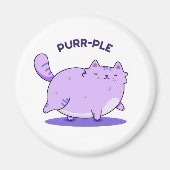 Aimant Purr-ple Funny Fat Kitty Chat Pun (Devant)