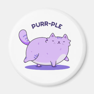 Aimant Purr-ple Funny Fat Kitty Chat Pun