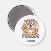 Aimant Purride - Chat orange avec drapeau LGBTQ Pride (Recto/Verso)