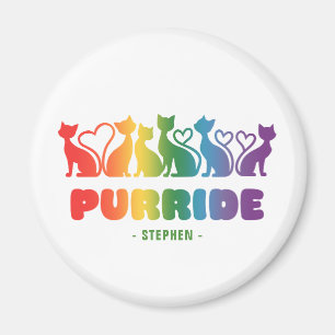 Aimant Purride - Rainbow Cat Silhouette LGBTQ+ Pride Pun