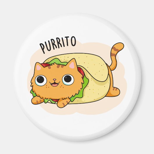 Aimant Purrito Funny Kitty Cat Burrito Pun (Devant)